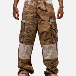 MNML Brown and Tan Cargo Pants